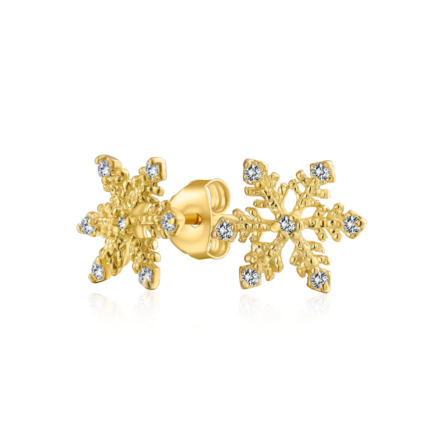 Holiday Party CZ Christmas Flower AAA Cubic Zirconia Snowflake Stud Earrings