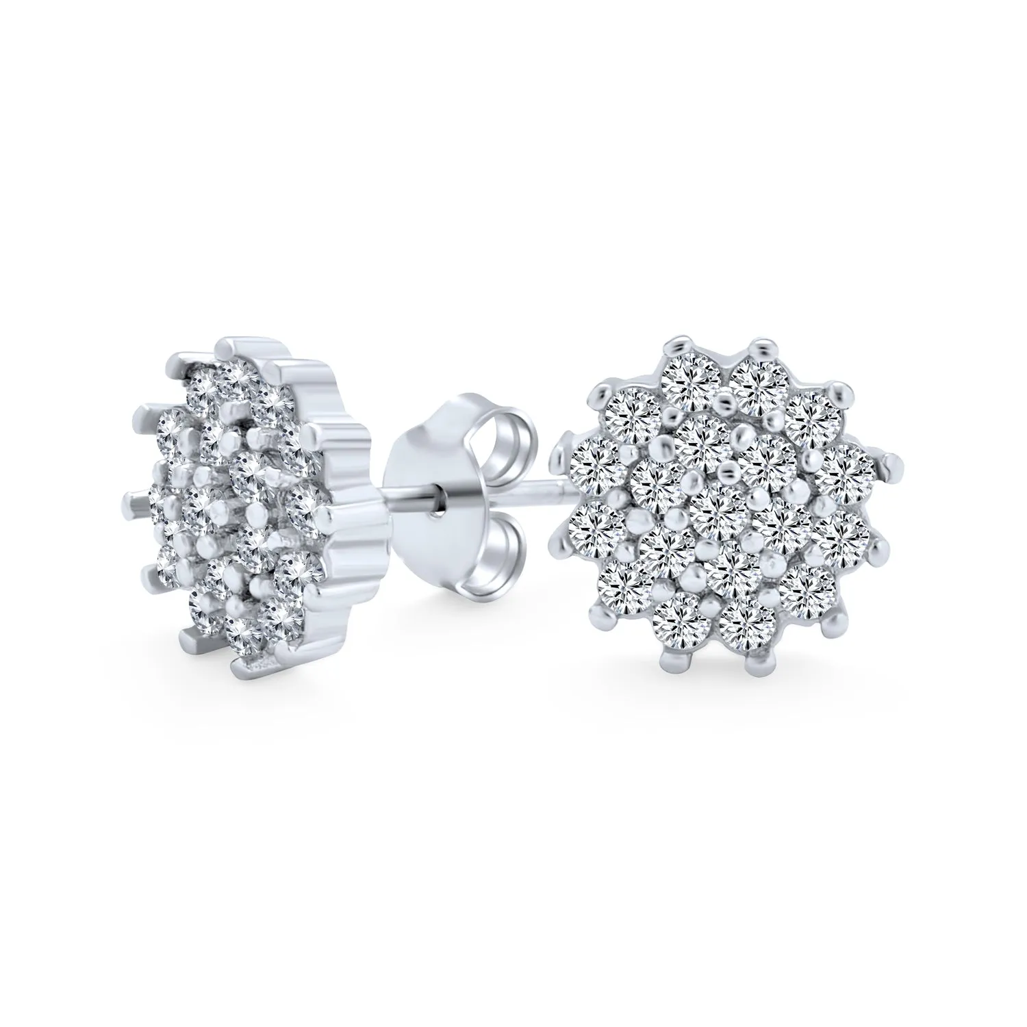 Holiday Party CZ Christmas Flower AAA Cubic Zirconia Snowflake Stud Earrings