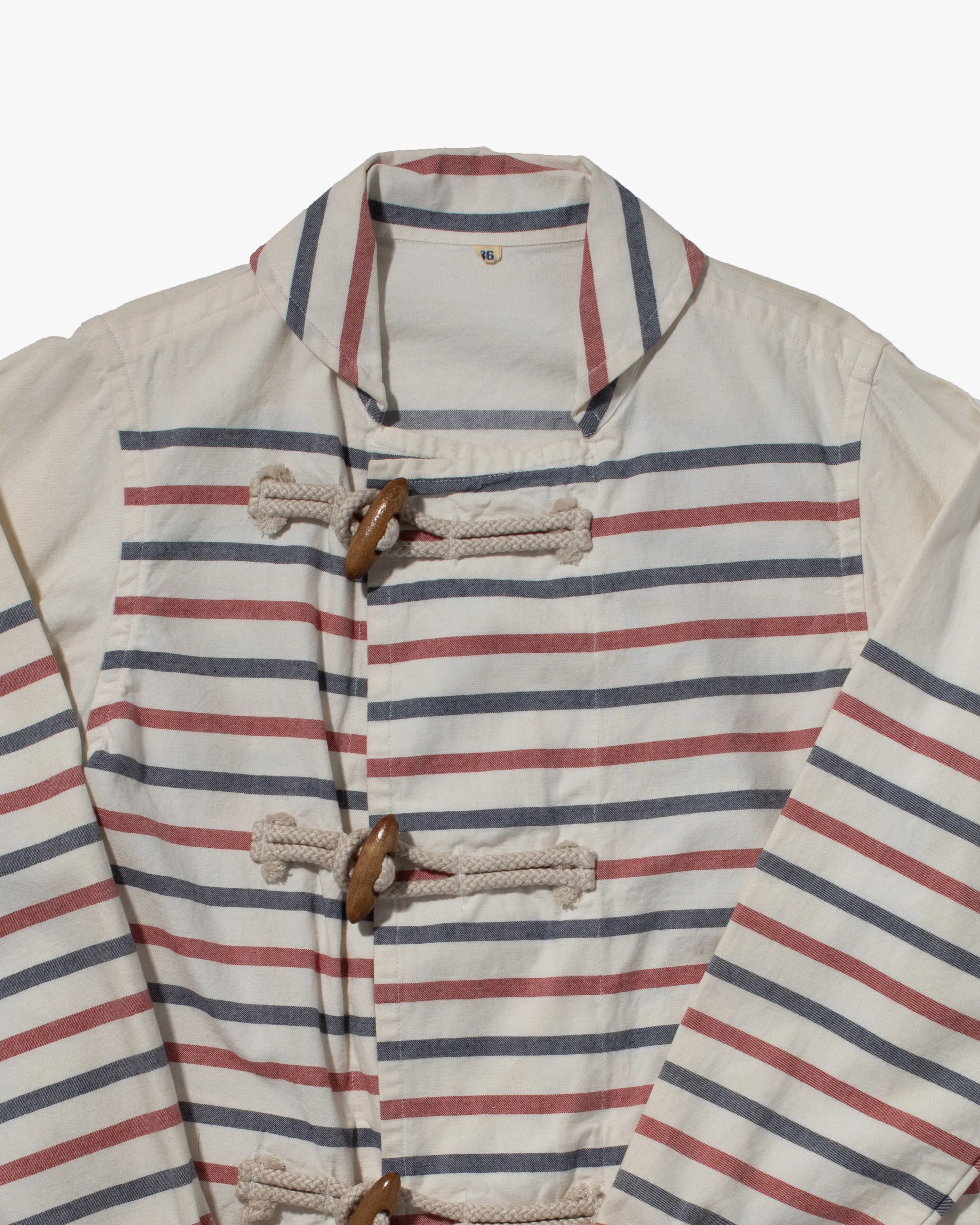 Japanese Repro Nautical Coat, Sugar Cane Brand, White Long Sleeve with Red and Blue Stripes