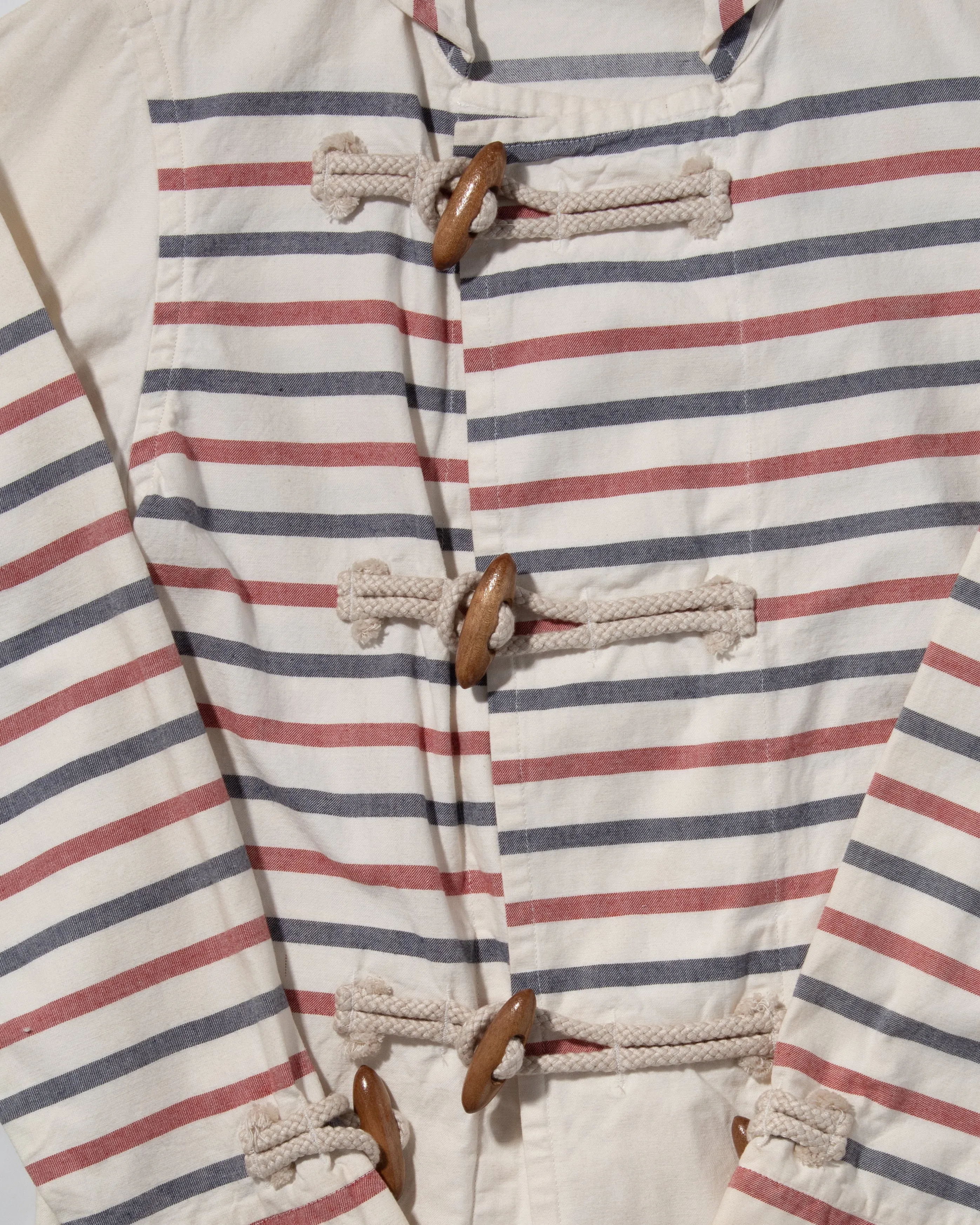 Japanese Repro Nautical Coat, Sugar Cane Brand, White Long Sleeve with Red and Blue Stripes