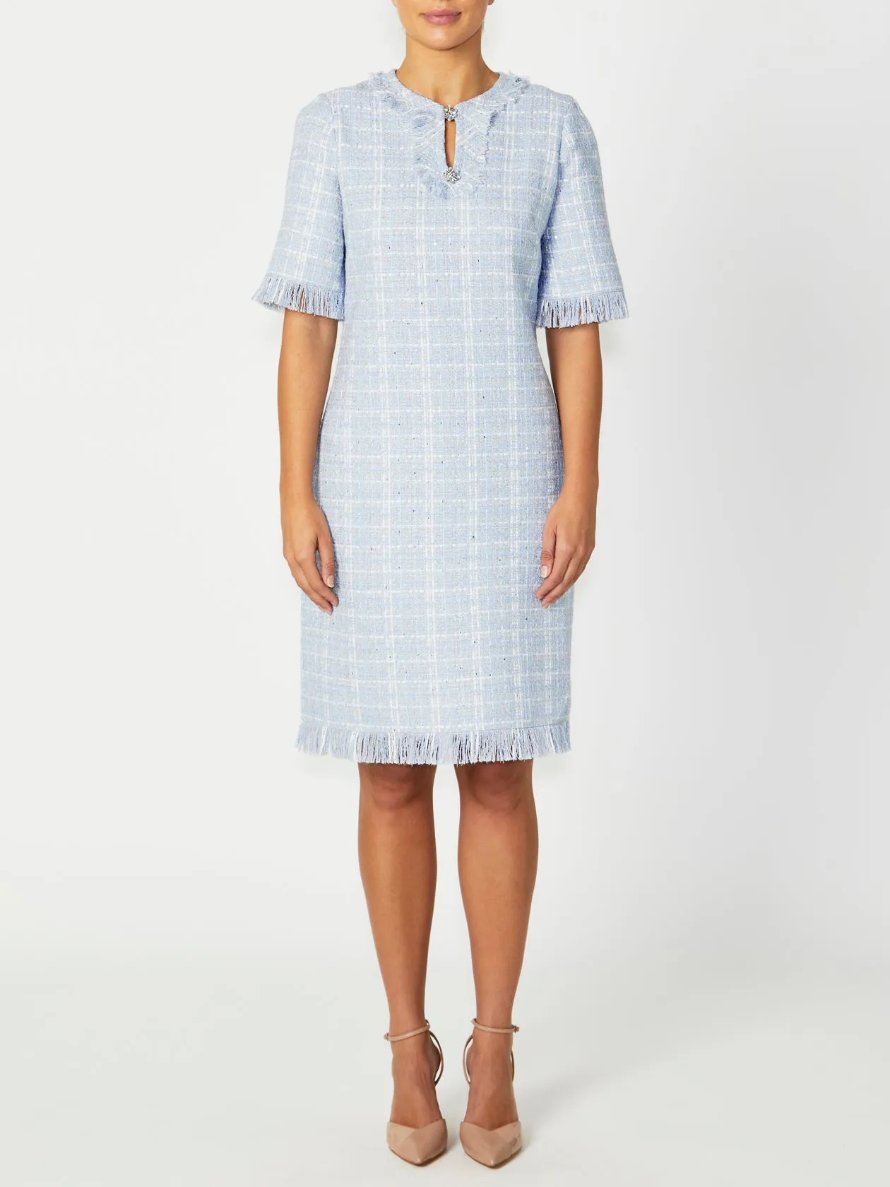 Lilly Light Blue Tweed Dress
