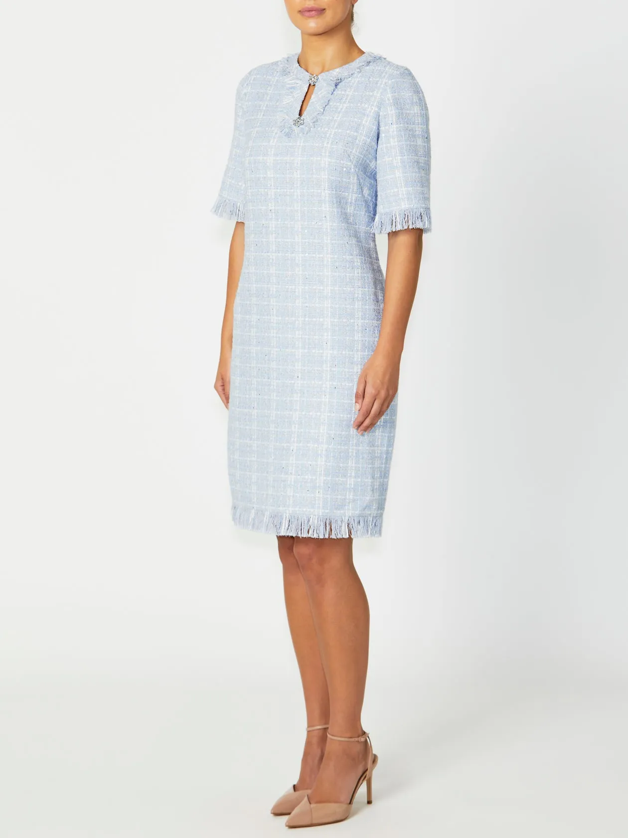 Lilly Light Blue Tweed Dress