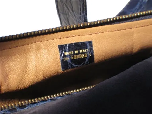 Made in Italy for "Sandra's" Navy Suede and Crocodile Shoulder Bag