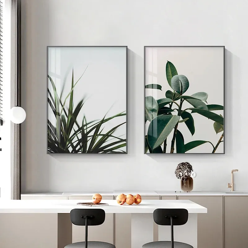 Minimalist Green Leaves Tropical Plants Wall Art Fine Art Canvas Prints Modern Botanical Pictures For Living Room Dining Room Home Office Decor