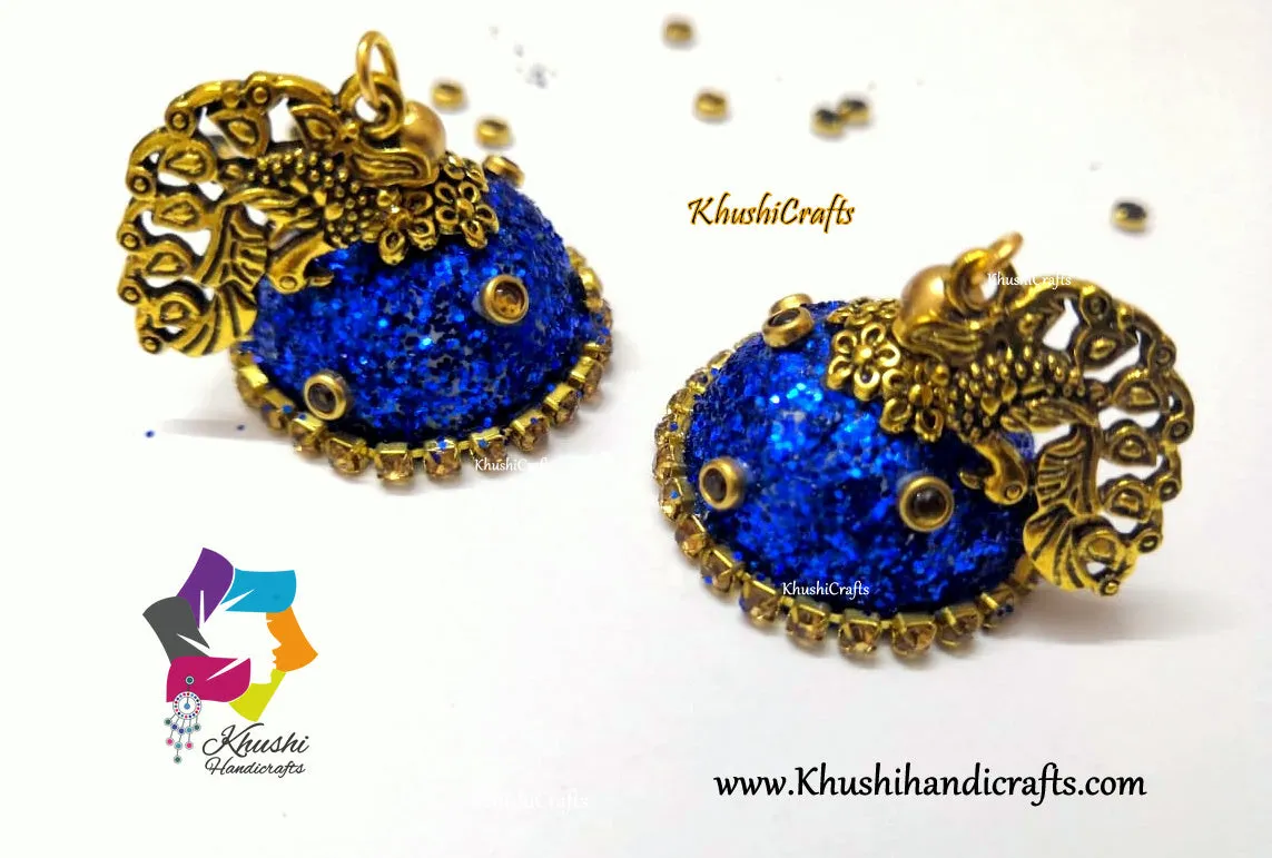 Peacock Glitter Jhumkas