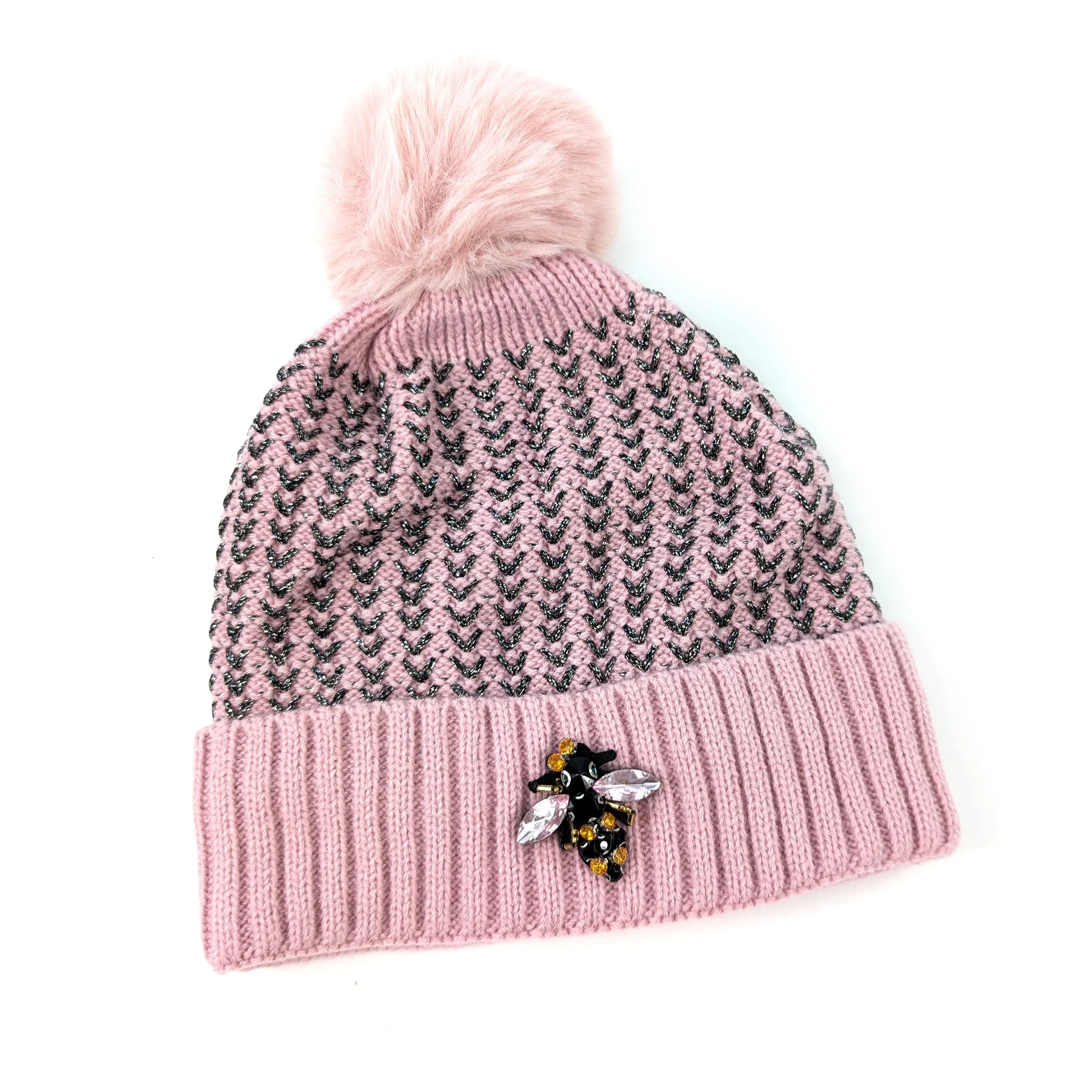PomPom Hat with Bee Detail