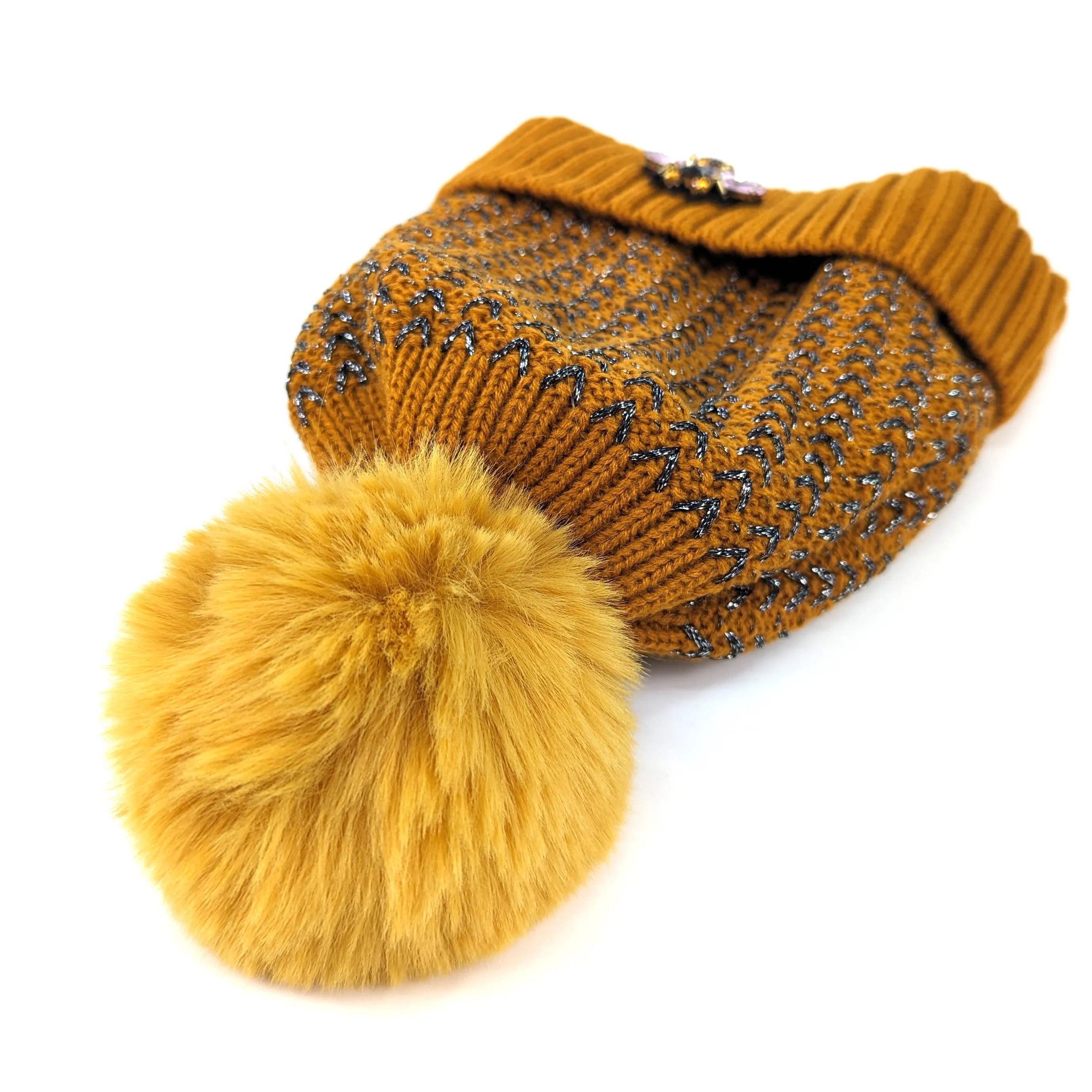 PomPom Hat with Bee Detail