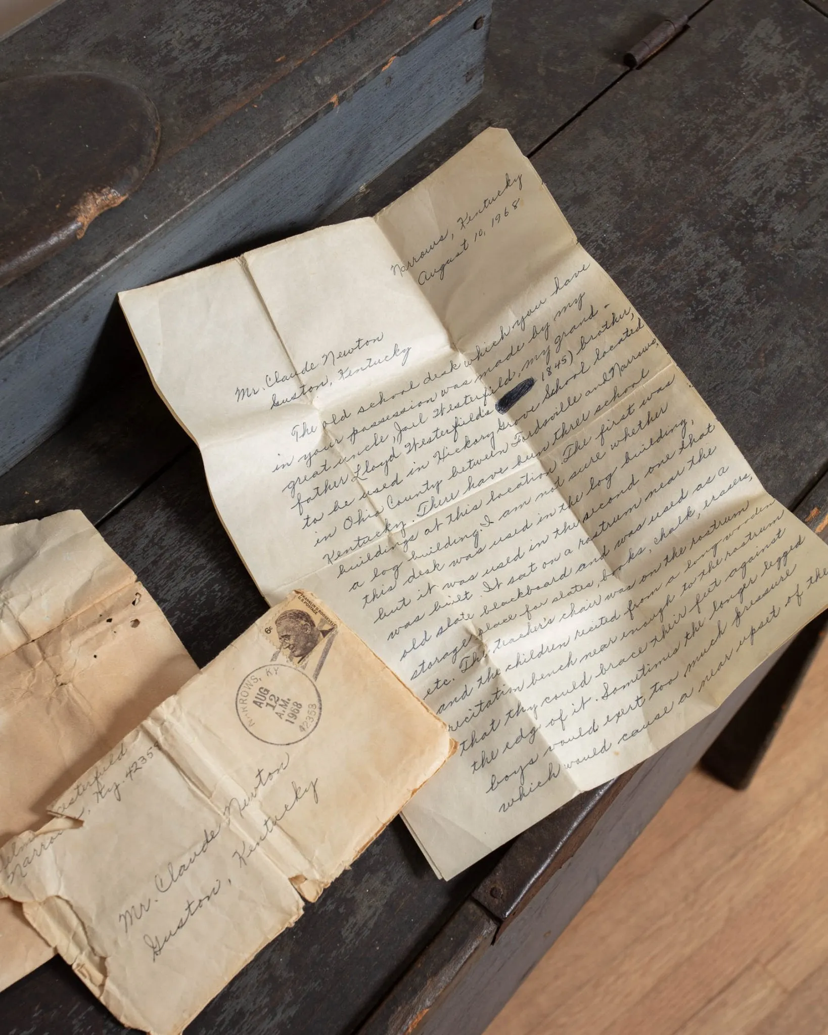 Primitive Blue American Desk From 1845