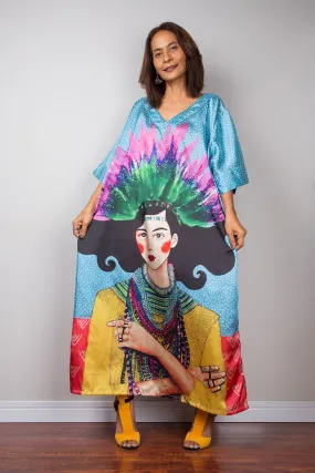 Silk satin kaftan dress
