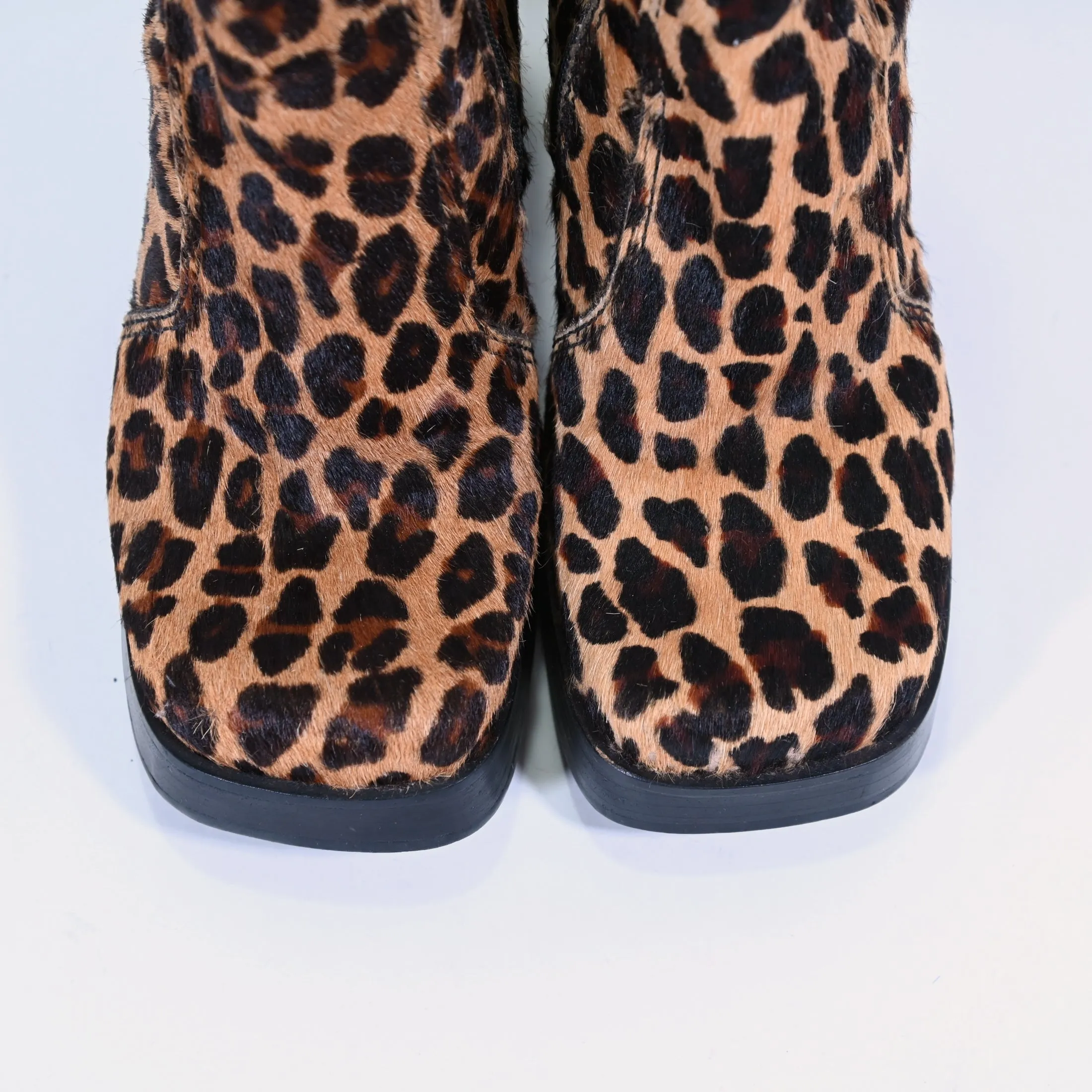 SOLD 90s Steve Madden Leopard Print Platform Chunky Heel Boots, Bratz Style SZ 9