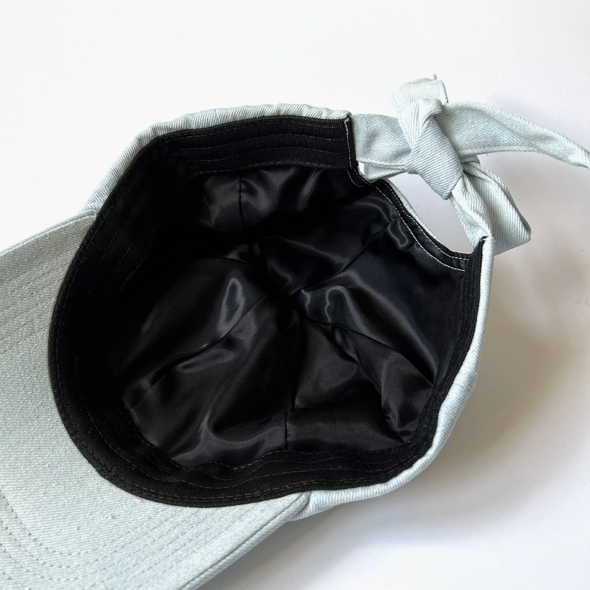 Sophie Satin Lined Bow Back Cap - Bleach Denim
