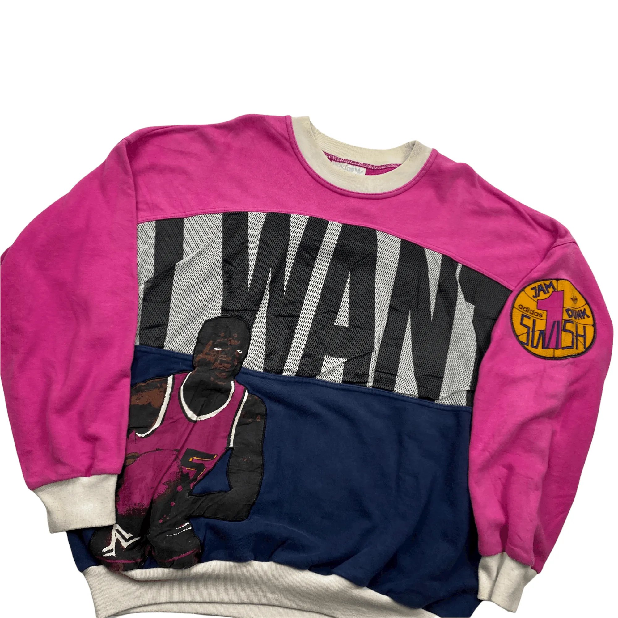 Vintage 90s Purple   Navy Blue Adidas "I Want I Can" Sweatshirt - Medium